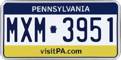 PA license plate MXM3951