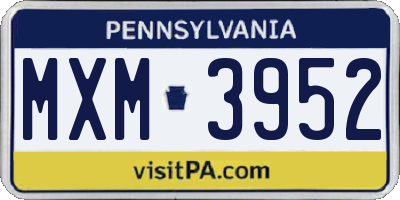 PA license plate MXM3952