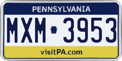 PA license plate MXM3953