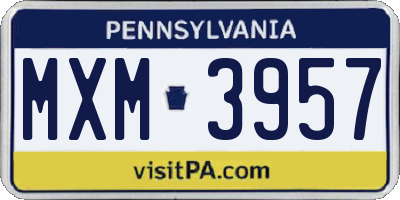 PA license plate MXM3957