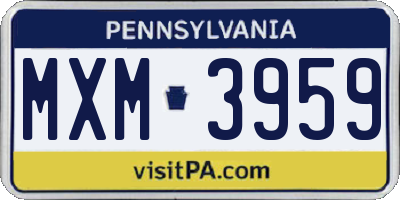 PA license plate MXM3959