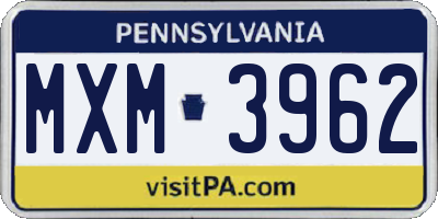 PA license plate MXM3962