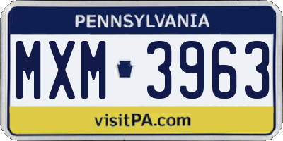 PA license plate MXM3963