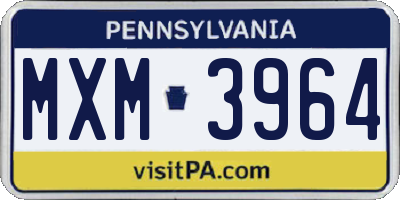 PA license plate MXM3964
