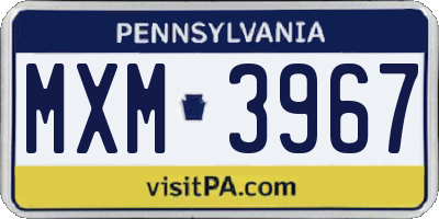 PA license plate MXM3967