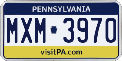 PA license plate MXM3970