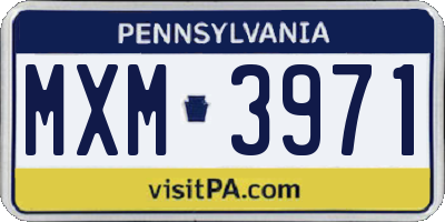 PA license plate MXM3971
