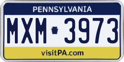 PA license plate MXM3973