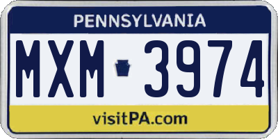 PA license plate MXM3974