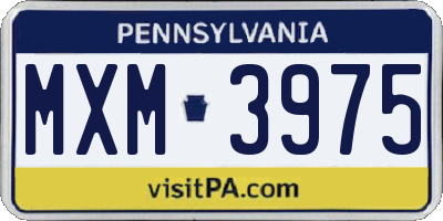 PA license plate MXM3975