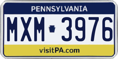 PA license plate MXM3976