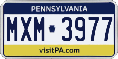 PA license plate MXM3977