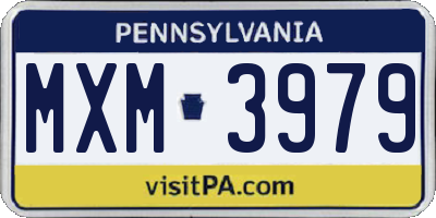 PA license plate MXM3979