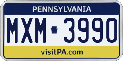 PA license plate MXM3990