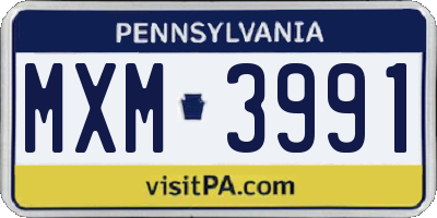 PA license plate MXM3991