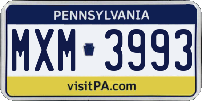 PA license plate MXM3993