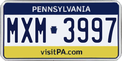 PA license plate MXM3997