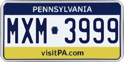 PA license plate MXM3999