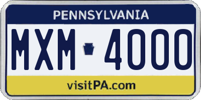 PA license plate MXM4000