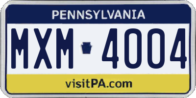 PA license plate MXM4004