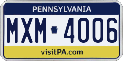 PA license plate MXM4006