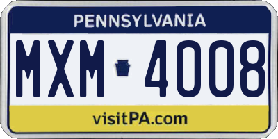 PA license plate MXM4008