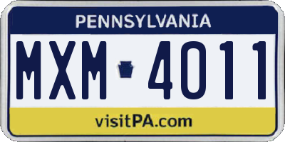 PA license plate MXM4011