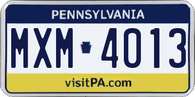 PA license plate MXM4013