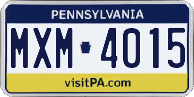 PA license plate MXM4015