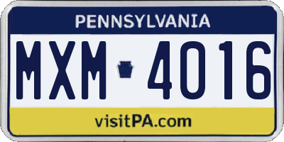 PA license plate MXM4016