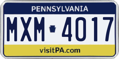 PA license plate MXM4017