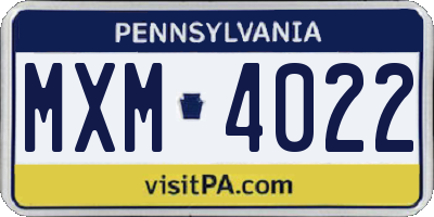 PA license plate MXM4022