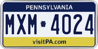 PA license plate MXM4024