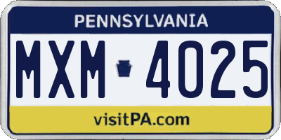 PA license plate MXM4025