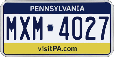 PA license plate MXM4027