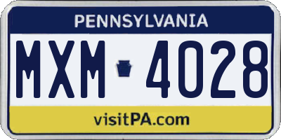 PA license plate MXM4028