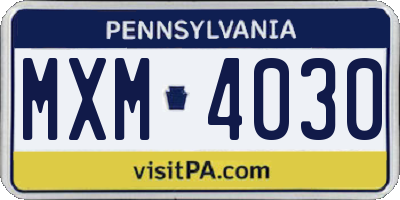 PA license plate MXM4030