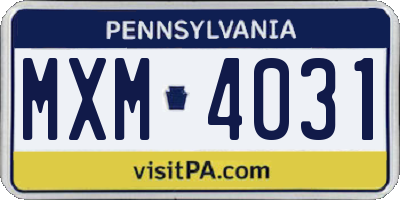 PA license plate MXM4031