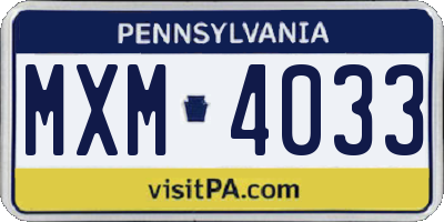PA license plate MXM4033