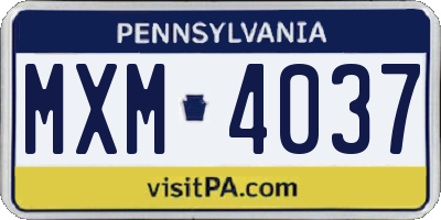 PA license plate MXM4037