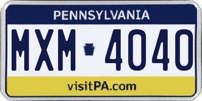 PA license plate MXM4040