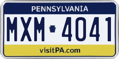 PA license plate MXM4041