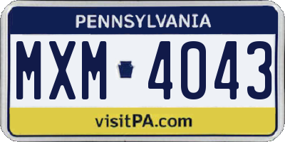 PA license plate MXM4043