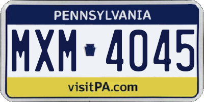 PA license plate MXM4045