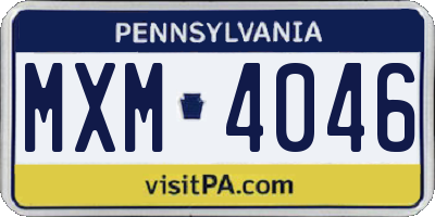PA license plate MXM4046