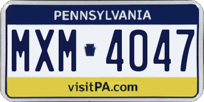 PA license plate MXM4047