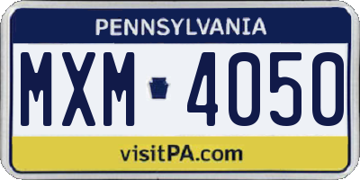 PA license plate MXM4050