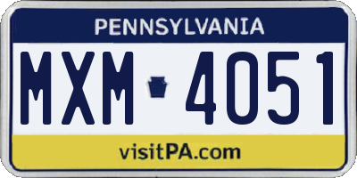 PA license plate MXM4051