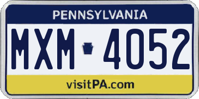PA license plate MXM4052