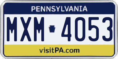 PA license plate MXM4053